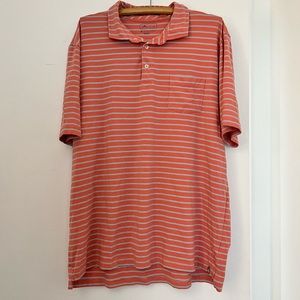 Peter Millar Polo XL Cotton Stretch Blend Orange Blue Stripes one tiny flaw